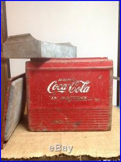 VINTAGE 1950S METAL COCA COLA COOLER W Shelf Galvanized LOUISVILLE KY
