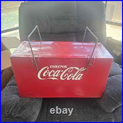 VINTAGE 1950s-60's Coca-Cola Drink Red/White Metal Cooler Ice Chest