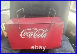VINTAGE 1950s-60's Coca-Cola Drink Red/White Metal Cooler Ice Chest