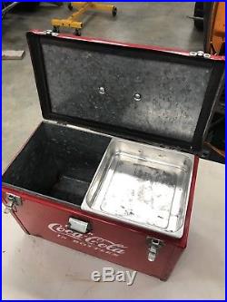 VINTAGE 1950s COCA COLA RED METAL AIRLINE COOLER With Rare Tray Still Inside