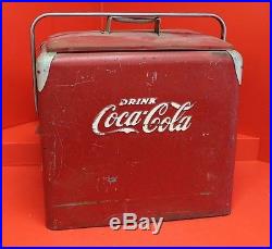 VINTAGE 1950s Coca-Cola Metal Cooler with Tray (Progressive Refrigerator Co)