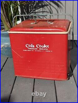 VINTAGE 1950s? Poloron Metal Red COLA COOLER ICE CHEST Great Cond