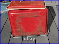 VINTAGE 1950s? Poloron Metal Red COLA COOLER ICE CHEST Great Cond