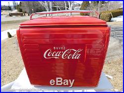 VINTAGE 1955 COCA COLA CANADA PICNIC COOLER WithTRAY ST. THOMAS METAL SIGN RESTORED