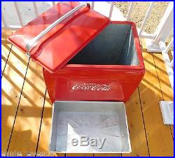 VINTAGE 1955 COCA COLA CANADA PICNIC COOLER WithTRAY ST. THOMAS METAL SIGN RESTORED