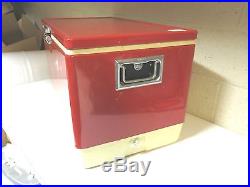 Vintage 1970's Coleman Colossal Snow-lite Red Metal Cooler 28 Long