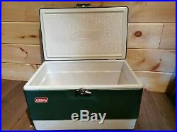 VINTAGE 1974 Green Coleman Metal Ice Chest Cooler Nice/Clean