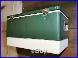 VINTAGE 1974 Green Coleman Metal Ice Chest Cooler Nice/Clean