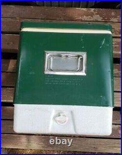 VINTAGE 1976 Green Coleman Metal Ice Chest Cooler Nice/Clean