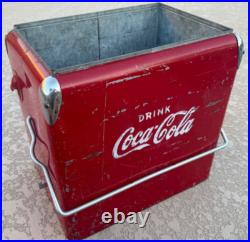 VINTAGE 50'S ACTION MFG METAL COKE COOLER with BOTTLE OPENER MISSING LID USA