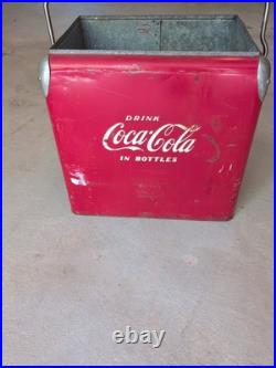 VINTAGE 50'S ACTION MFG METAL COKE COOLER with BOTTLE OPENER MISSING LID USA