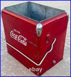 VINTAGE 50'S ACTION MFG METAL COKE COOLER with BOTTLE OPENER MISSING LID USA