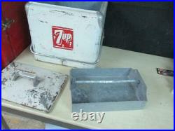 VINTAGE 7UP SEVEN UP METAL COOLER 1950'S With TRAY & DRAIN PLUG
