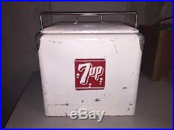 VINTAGE 7UP SEVEN UP METAL COOLER With TRAY 1950's PROGRESS A1 RARE RAT ROD VW