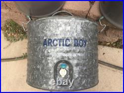 VINTAGE AND extremely RARE 7 GALLON ARCTIC BOY WATER COOLER galvanized metal