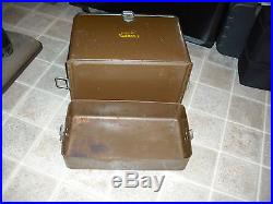 VINTAGE BROWN JUG KARRY ALL METAL COOLER, ICE BOX With BOTTOM STORAGE. RARE. WOW
