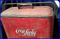 VINTAGE COCA COLA 1950'S METAL COOLER With BOTTLE OPENER PROGRESS REFRIGERATION