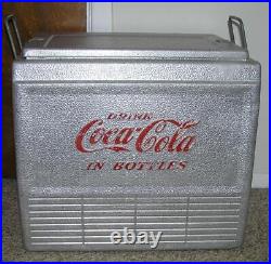 VINTAGE COCA-COLA METAL ICE CHEST COOLER WithINNER TRAYDRAIN-PROGRESS CO-NICE