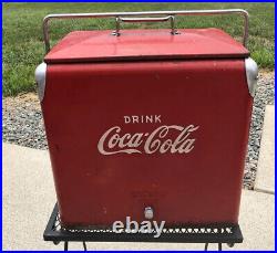 VINTAGE Coca-Cola Coke Metal Cooler Missing Tray, Bottle Opener (1950's)