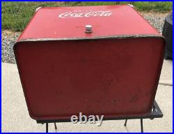 VINTAGE Coca-Cola Coke Metal Cooler Missing Tray, Bottle Opener (1950's)