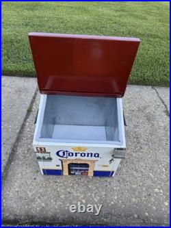 VINTAGE Corona Extra-Save Water Drink Beer Ice Chest Metal Cooler