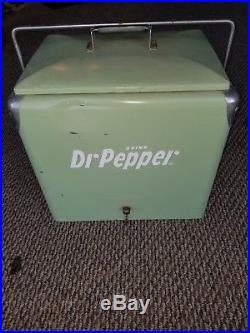 VINTAGE DR PEPPER COOLER PROGRESS REFRIGERATOR CO 1950'S ERA ALL METAL With TRAY