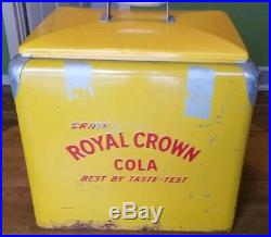 VINTAGE DRINK royal crown RC COLA METAL yellow COOLER 20x17x13 NO RESERVE