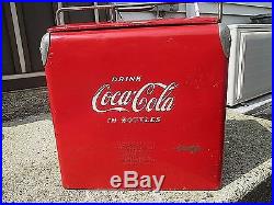 Vintage Embossed Coca-cola Action Metal Cooler #208 With Side Cap Opener