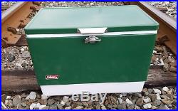 VINTAGE GREEN METAL COLEMAN COOLER ICE CHEST 56 QT Snow-Lite MODEL 5255D700 wBox