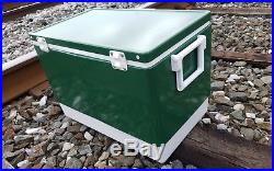 VINTAGE GREEN METAL COLEMAN COOLER ICE CHEST 56 QT Snow-Lite MODEL 5255D700 wBox