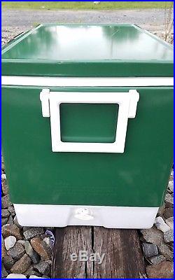 VINTAGE GREEN METAL COLEMAN COOLER ICE CHEST 56 QT Snow-Lite MODEL 5255D700 wBox