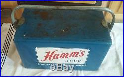 Vintage Hamm's Beer Blue Metal Cooler Ice Chest