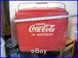 VINTAGE METAL COCA COLA COOLER-COMPLETE WITH TRAY-ICE CHEST-WithBOTTLE OPENER COKE