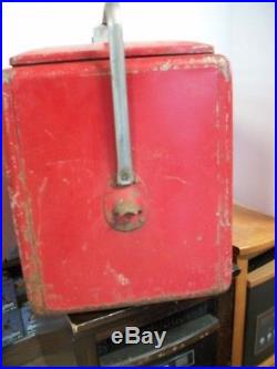 VINTAGE METAL COCA COLA COOLER-COMPLETE WITH TRAY-ICE CHEST-WithBOTTLE OPENER COKE