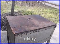 VINTAGE Metal Rolling Ice Box Cooler Ice Chest Cart R C Royal Crown Cola 1920s