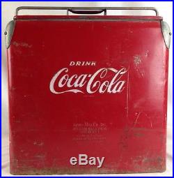 VINTAGE Original 1950'S COCA COLA METAL COOLER w side BOTTLE OPENER bar picnic