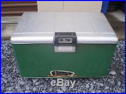 Vintage Poloron Thermaster Metal Green Cooler With Tray Perfect Camp Tailgate