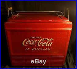 Vintage Progress Coke Coca-cola Advertising Metal Chest Cooler Louisville Ky