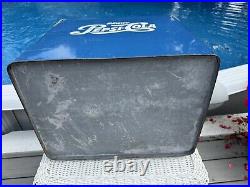 VINTAGE PROGRESS Pepsi Cola Metal Cooler Ice Box ORIGINAL EXCELLENT