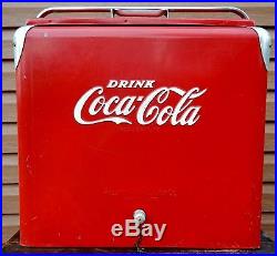 Vintage Progress Refrigeration Coca-cola Advertising Metal Cooler With Tray