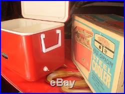 Vintage Rare Red Thermos Metal Steel Cooler In Box With Tray 43 Qt Model 7750m45