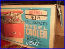 Vintage Rare Red Thermos Metal Steel Cooler In Box With Tray 43 Qt Model 7750m45