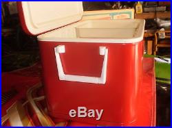 Vintage Rare Red Thermos Metal Steel Cooler In Box With Tray 43 Qt Model 7750m45