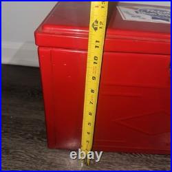 VINTAGE RED BEER SOLID METAL COOLER vgc+ condition light wear