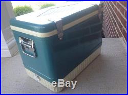 Vintage Retro Diamond Aqua Teal Metal Snowlite Coleman Ice Chest Cooler Nice