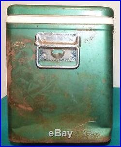 Vintage Retro Diamond Green Metal Coleman Ice Chest Cooler