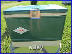 Vintage Retro Diamond Green Metal Snowlite Coleman Ice Chest Cooler Nice