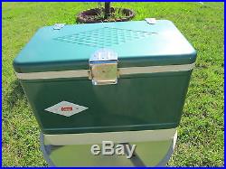 Vintage Retro Diamond Green Metal Snowlite Coleman Ice Chest Cooler Nice