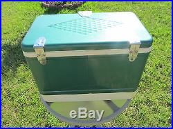 Vintage Retro Diamond Green Metal Snowlite Coleman Ice Chest Cooler Nice