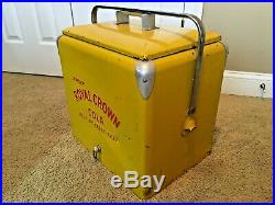 VINTAGE ROYAL CROWN COLA METAL COOLER with Metal Tray and Stainless Steel Handle